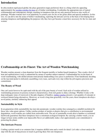 Craftsmanship at its Finest: The Art of Wooden Watchmaking