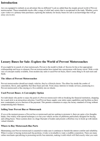 Luxury Buses for Sale: Explore the World of Prevost Motorcoaches