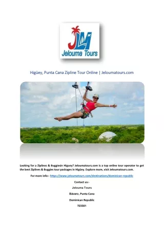 Higüey, Punta Cana Zipline Tour Online | Jeloumatours.com