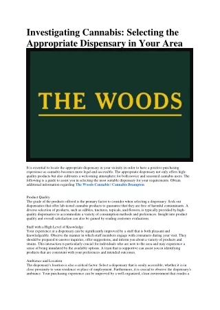 The Woods Cannabis | Cannabis Brampton