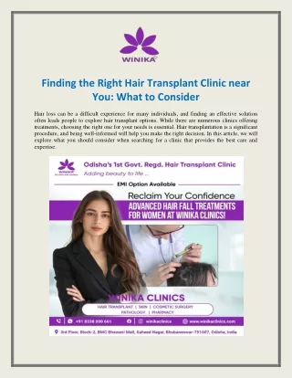 Finding the Right Hair Transplant Clinic near You What to Consider