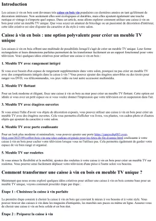 Caisse à vin en bois : comment l'utiliser pour créer un meuble TV unique