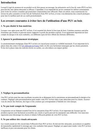 Les erreurs courantes à éviter lors de l'utilisation d'une PLV en bois