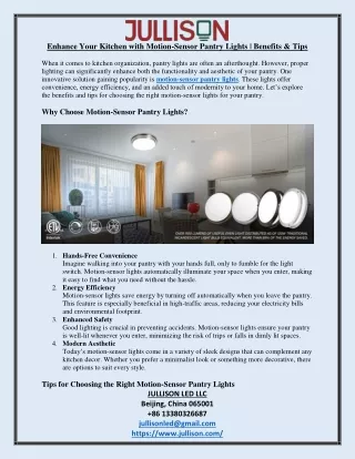 Enhance Your Kitchen with Motion-Sensor Pantry Lights Benefits & Tips