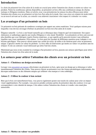 Les astuces pour attirer l'attention des clients avec un présentoir en bois lors