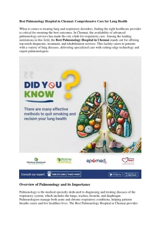 Best Pulmonology Hospital in Chennai