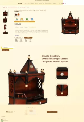 Pratishtha Solid Wood Wall Mount Pooja Mandir