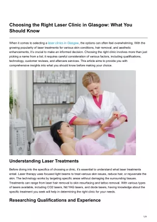 Choosing the Right Laser Clinic in Glasgow What You Should Know