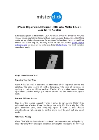 Visit Us for iPhone Repairs CBD - Mister Click