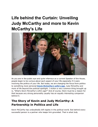 Life behind the Curtain_ Unveiling Judy McCarthy and more to Kevin McCarthy's Life