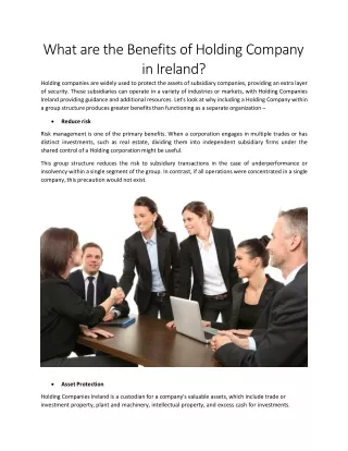 What are the Benefits of Holding Company in Ireland