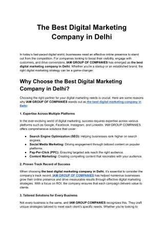 The Best Digital Marketing Company in Delhi