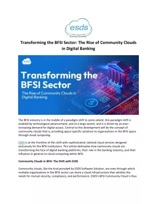 Transforming the BFSI Sector: The Rise of Community Clouds in Digital Banking