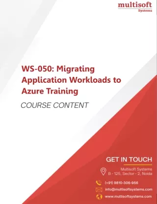 WS-050: Migrating Application Workloads to Azure Training