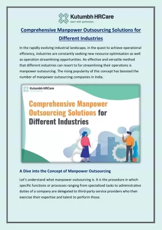 Comprehensive Manpower Outsourcing Solutions for Different Industries