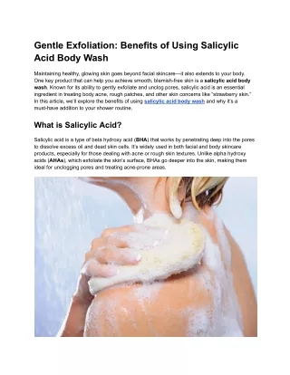 Gentle Exfoliation Benefits of Using Salicylic Acid Body Wash