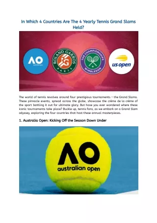 In Which 4 Countries Are The 4 Yearly Tennis Grand Slams Held