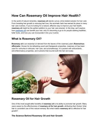 How Can Rosemary Oil Improve Hair Health