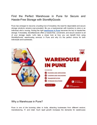 _Find the Perfect Warehouse in Pune for Secure and Hassle-Free Storage with StoreMyGoods_