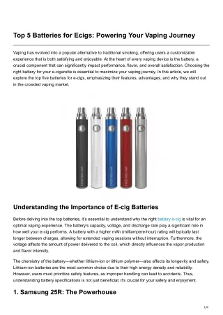 Top 5 Batteries for Ecigs Powering Your Vaping Journey