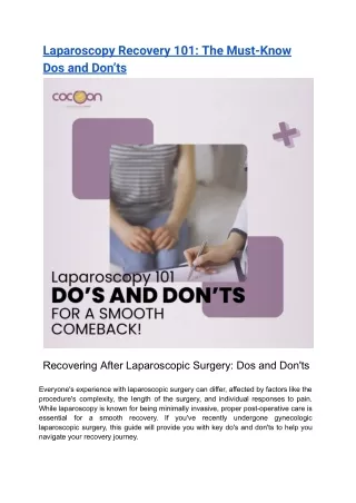 Laparoscopy Recovery 101: The Must-Know Dos and Don’ts