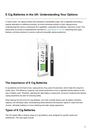 E Cig Batteries in the UK Understanding Your Options