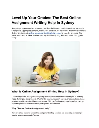 Level Up Your Grades_ The Best Online Assignment Writing Help in Sydney