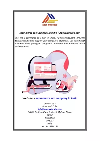 Ecommerce Seo Company In India  Apexwebcube.com