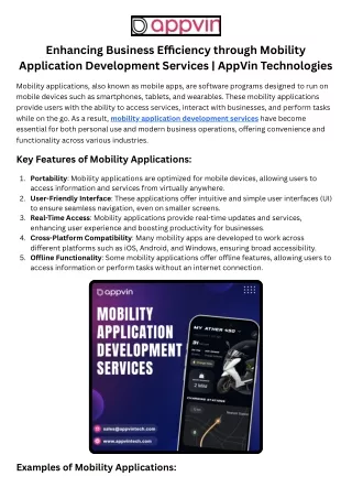 Mobility Application Development Services