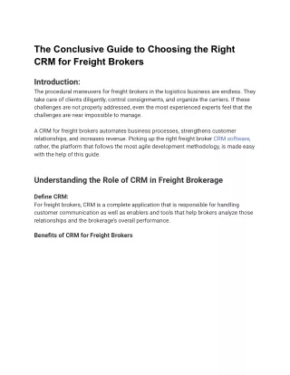 The Conclusive Guide to Choosing the Right CRM for Freight Brokers