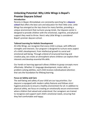 Top Preschool in Ahmedabad – Play-based Learning at Little Wings