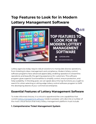 Top Features to Look for in Modern Lottery Management Software
