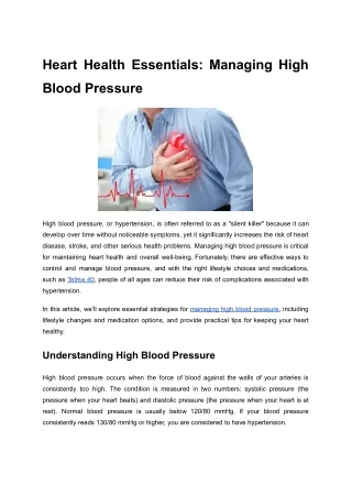 Heart Health Essentials_ Managing High Blood Pressure