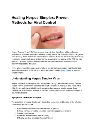 Healing Herpes Simplex_ Proven Methods for Viral Control