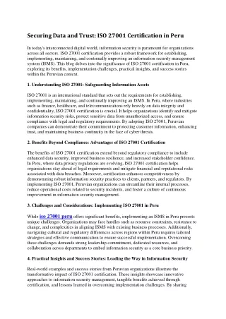 certificacion iso 27001 peru