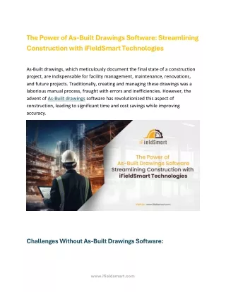 The Power of As-Built Drawings Software Streamlining Construction with iFieldSmart Technologies