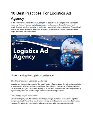 10 Best Practices For Logistics Ad Agency