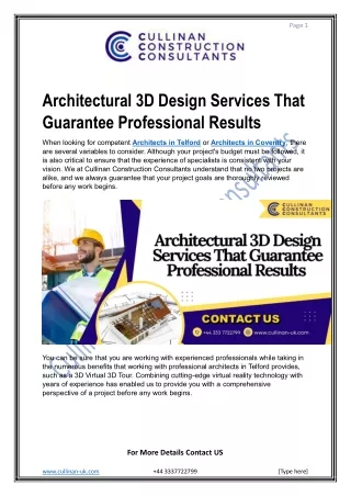 Architectural 3D Design Services That Guarantee Professional Results