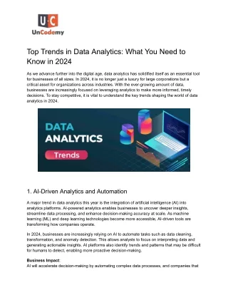 Top Trends in Data Analytics: What You Need to Know in 2024