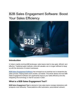 B2B Sales Engagement Software: Boost Your Sales Efficiency