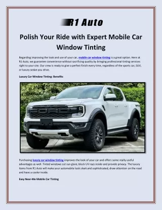 Polish Your Ride with Expert Mobile Car Window Tinting