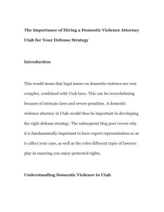 The Importance of Hiring a Domestic Violence Attorney Utah for Your Defense Strategy