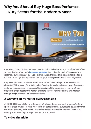 Why You Should Buy Hugo Boss Perfumes