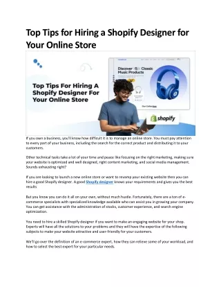 Top Tips for Hiring a Shopify Designer for Your Online Store