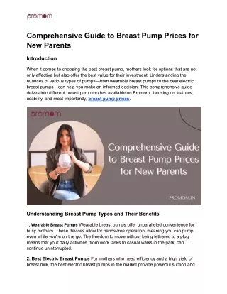 Comprehensive Guide to Breast Pump Prices for New Parents