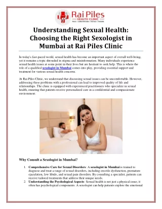 Expert Sexologist in Mumbai for Comprehensive Sexual Health Solutions