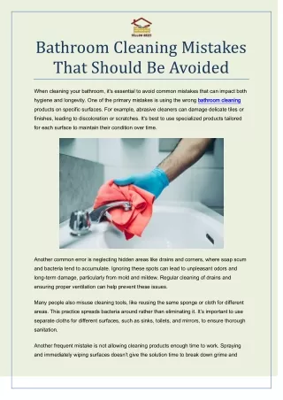 Bathroom Cleaning Mistakes That Should Be Avoided