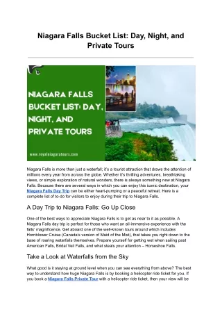 Niagara Falls Bucket List: Day, Night, and Private Tours