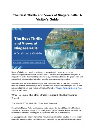 The Best Thrills and Views at Niagara Falls: A Visitor’s Guide