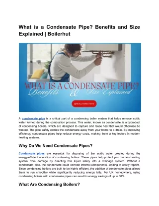 What is a Condensate Pipe